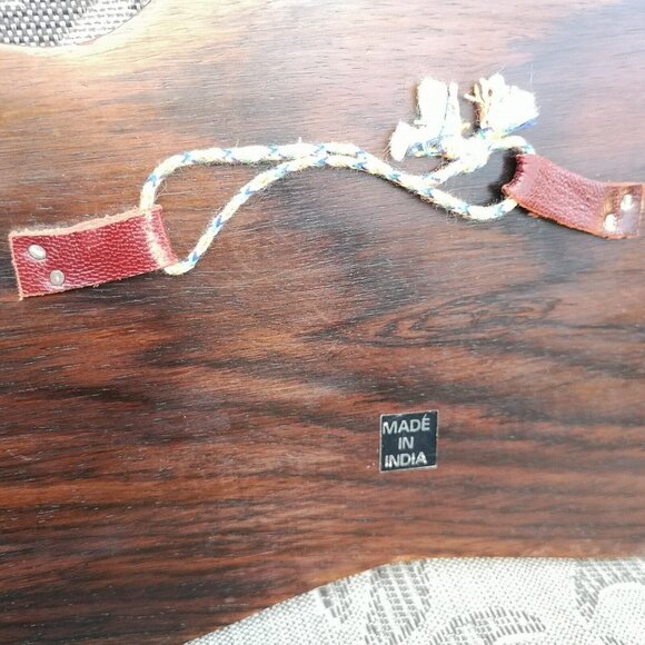 Vintage Handmade Marquetry Wooden Elephant Wall Picture 14"x6" Etched Carved - Picture 14 of 14